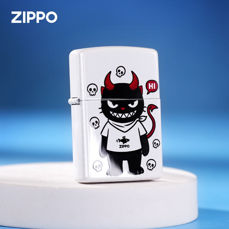 Zippo正品520魔鬼猫亮漆彩印防风煤油打火机送男友女友情人节礼物