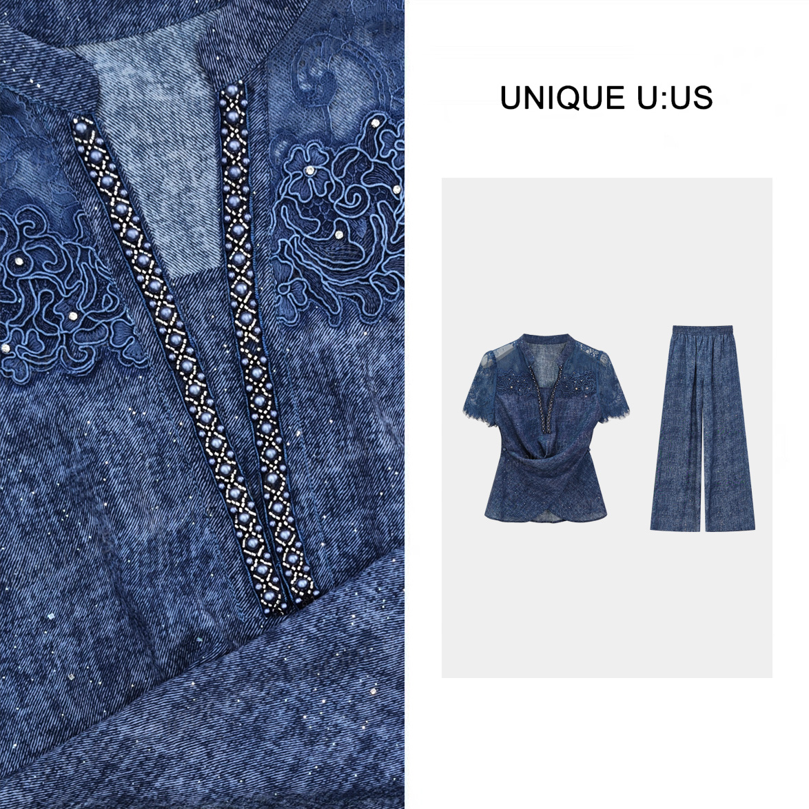 【TangTang·Studio】蓝调星空气质时尚休闲百搭女装套装-255103