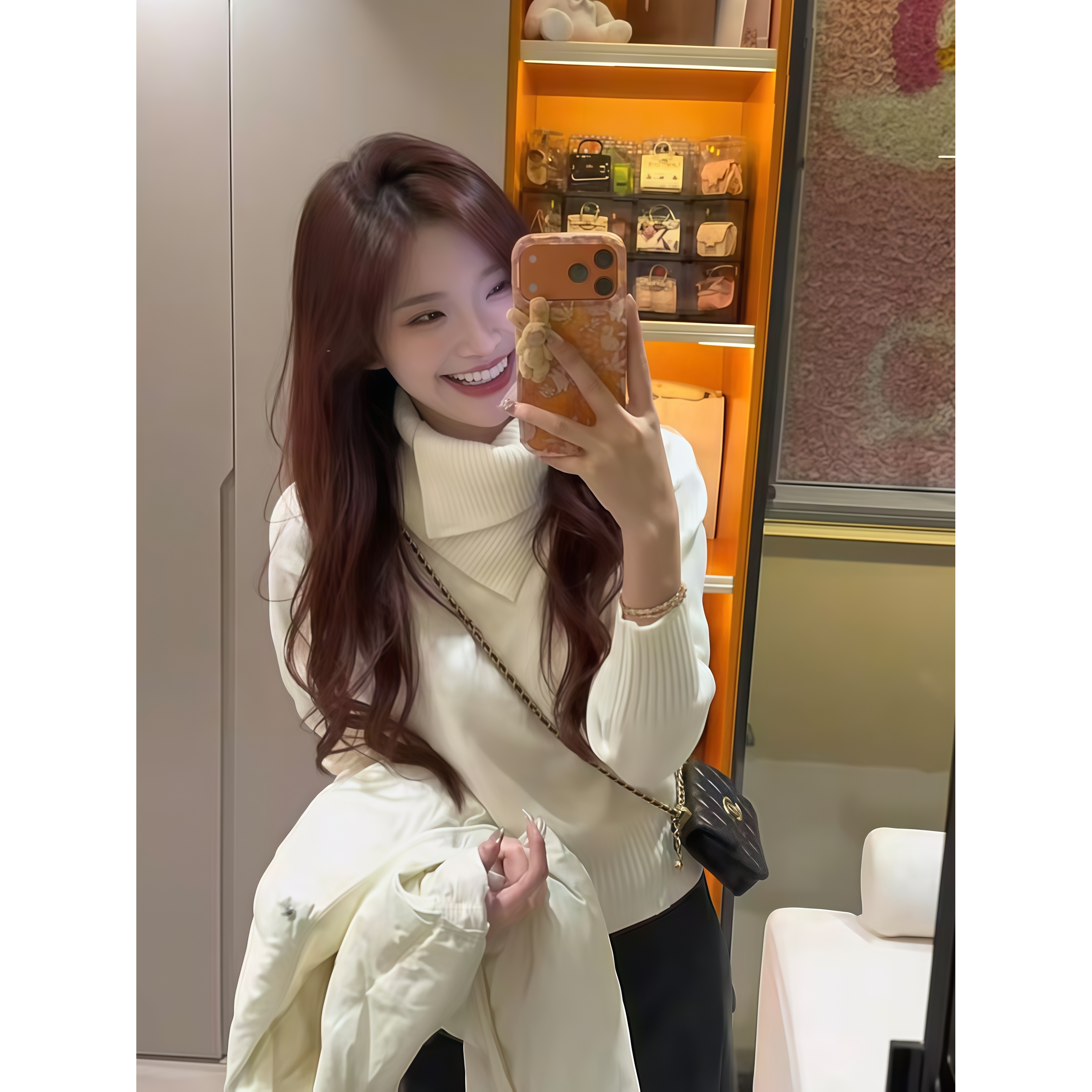 慵懒风设计感小众不规则翻领针织毛衣新款宽松显瘦百搭上衣K1-73