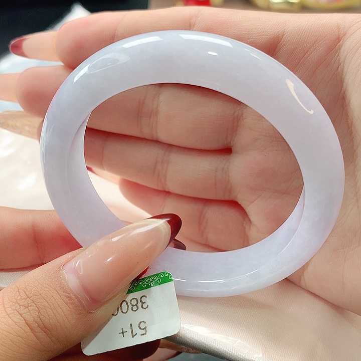 未镶嵌手镯翡翠牛奶粉紫正圈
