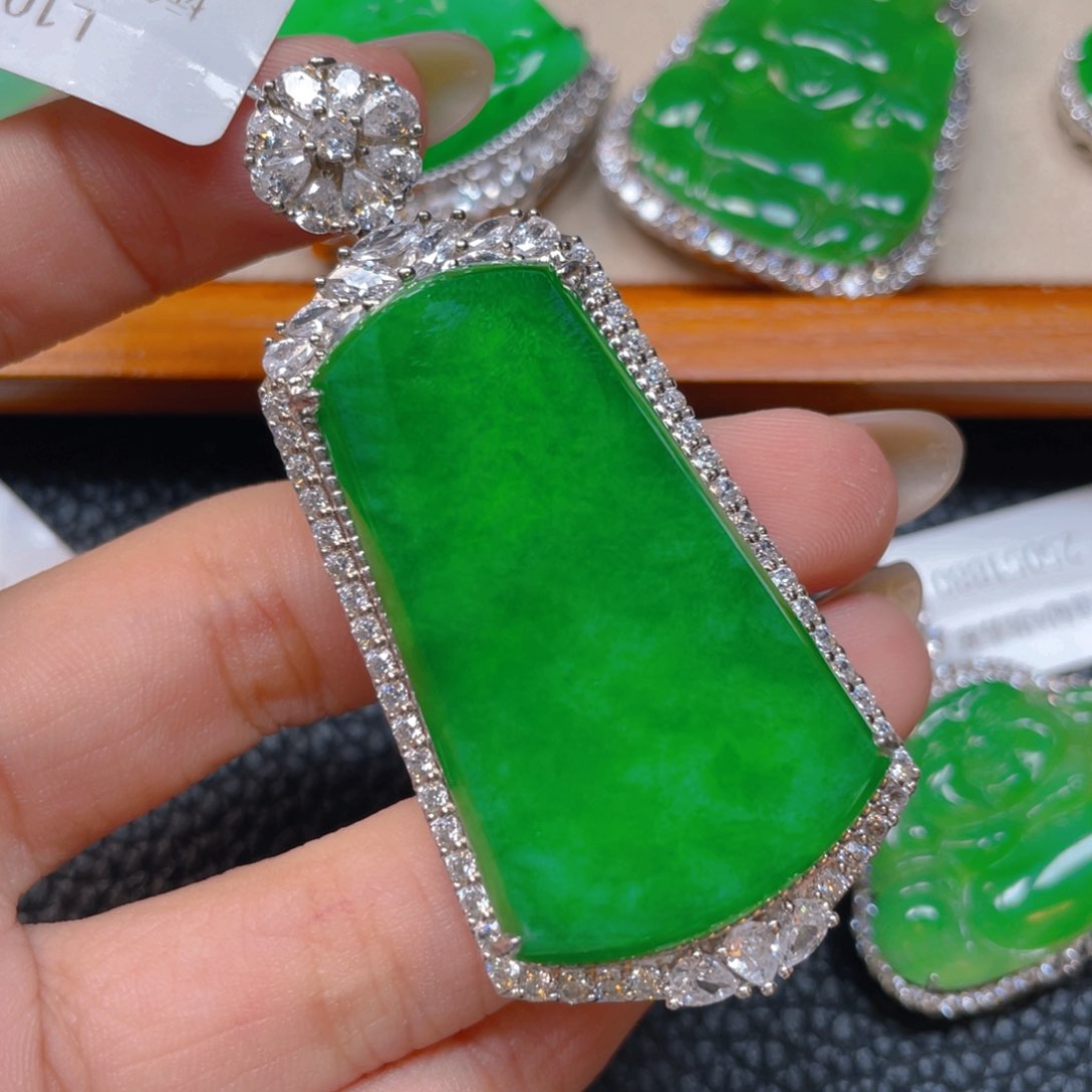 【闪购商品】翡翠银S925镶嵌吊坠(不含链)翡翠