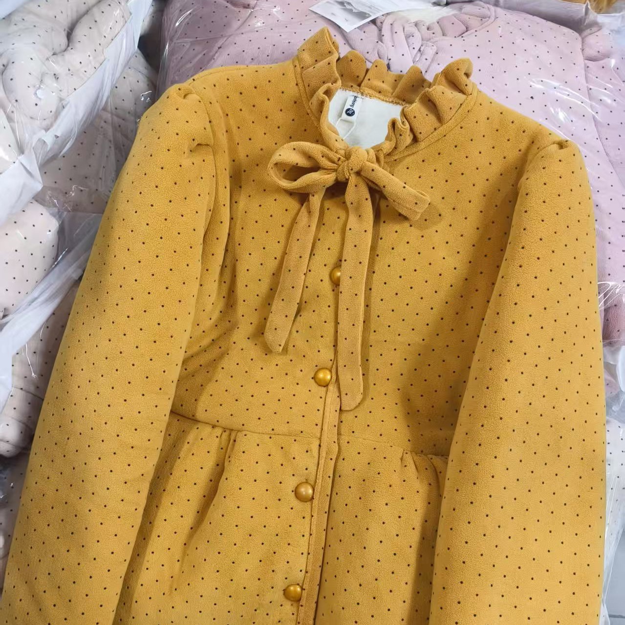 冬季新款三层加绒加厚碎花甜美蕾丝边女士长袖长裤睡衣秋冬家居服