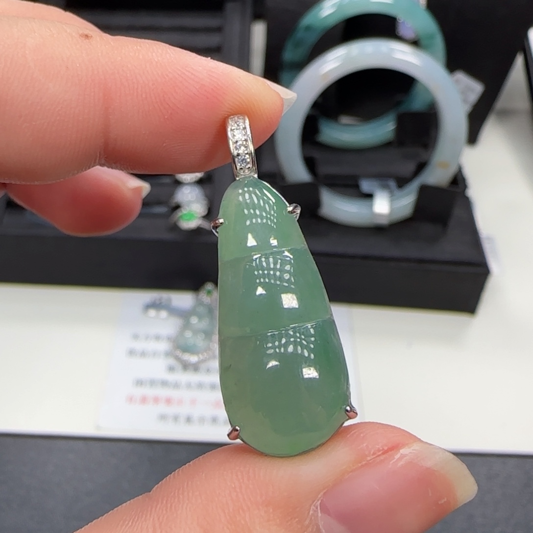 吊坠(不含链)银S925镶嵌翡翠