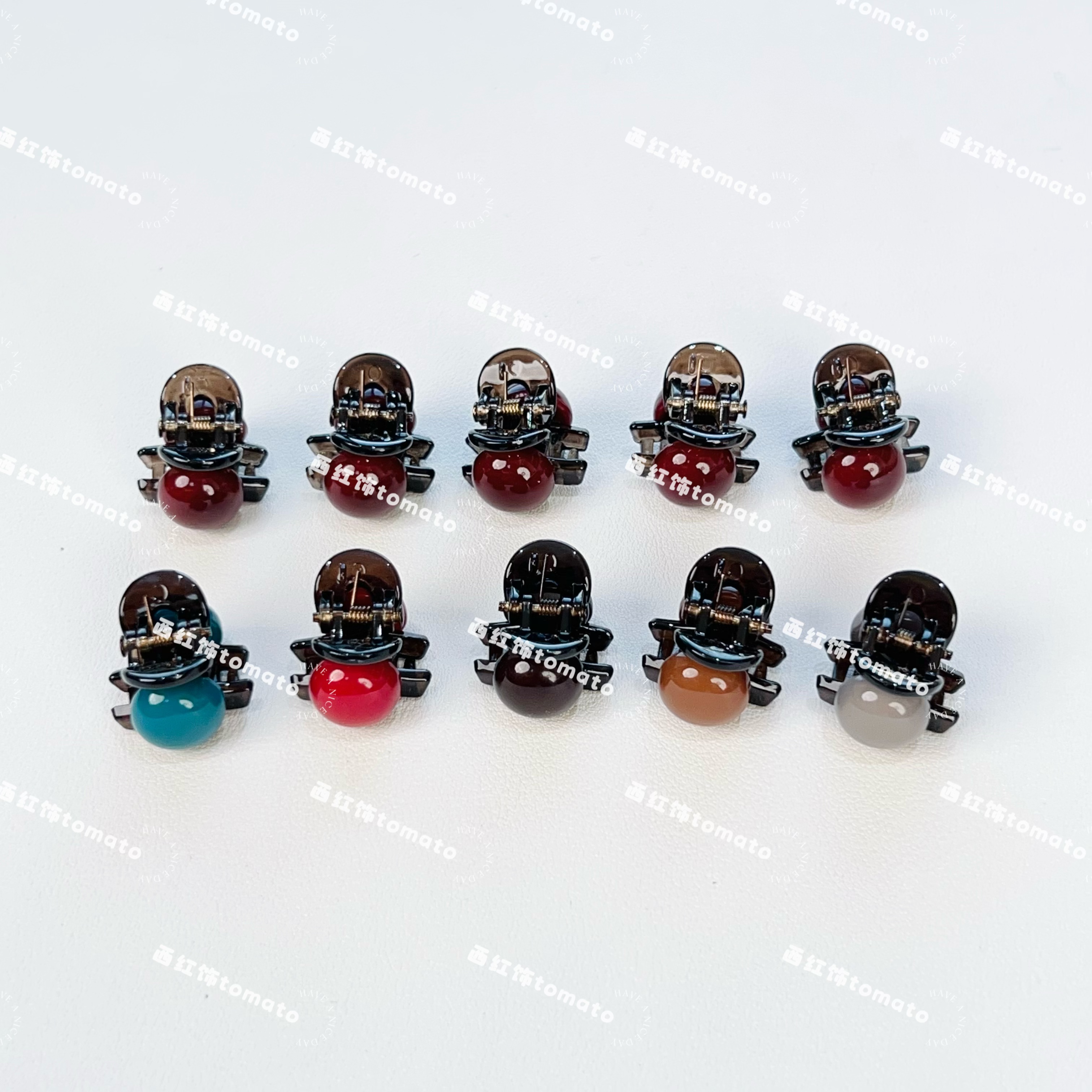 西红饰TOMATO韩国东大门百搭经典树脂糖豆系列刘海抓夹一组