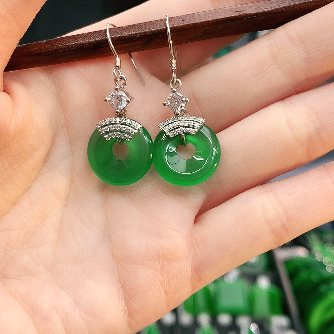 银S925镶嵌耳坠玛瑙/玉髓