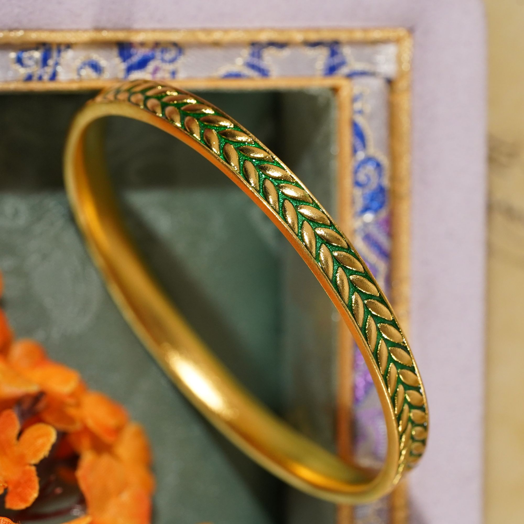 足银手镯 古法工艺足银999古法实心麦穗固口手镯 SU0108