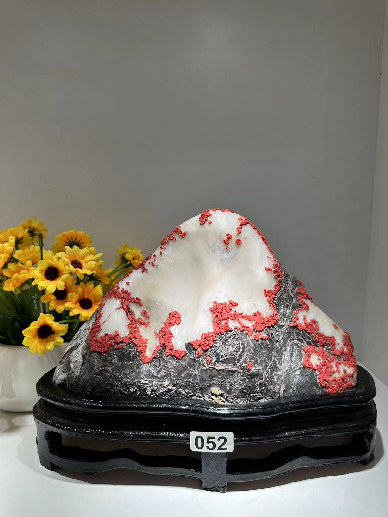 灵璧石白灵玉雪山红梅