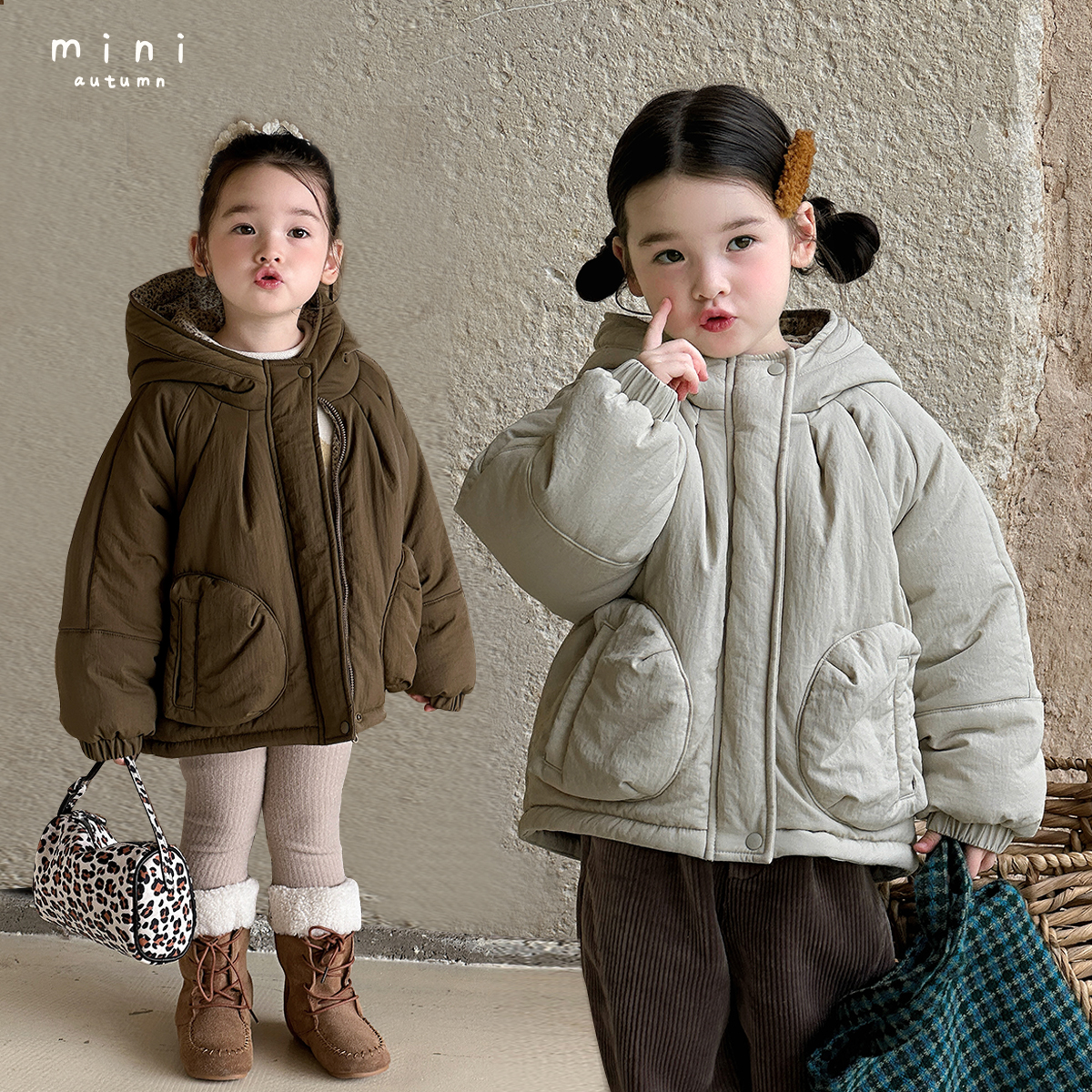 现货「MINI AUTUMN」【暖意坐标】洗水棉女小童冬季连帽棉服BD53168
