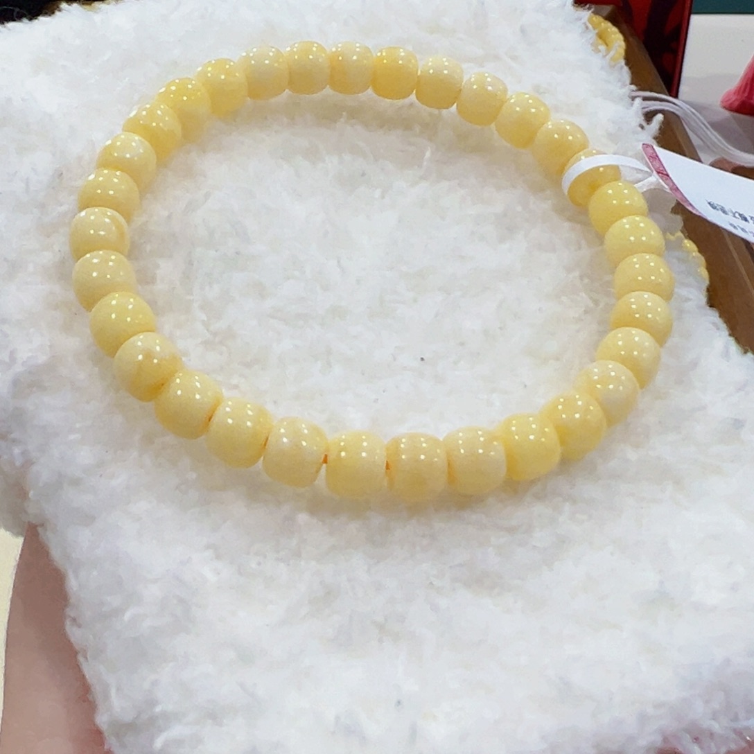 蜜蜡手链未镶嵌琳****?7m奶白花老型未品控