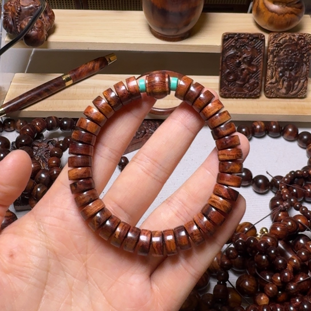 黄花梨/降香黄檀手串/手链海南黄花梨药片珠手串