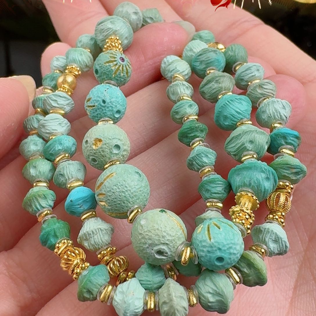 绿松石珠宝奇石18K金镶嵌