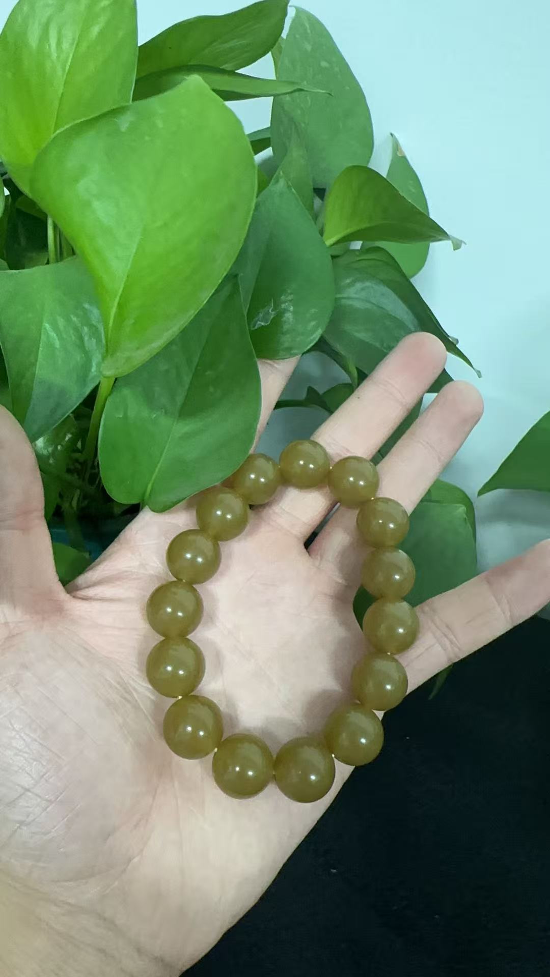 男士女士冰焦糖黄色手串-和田玉