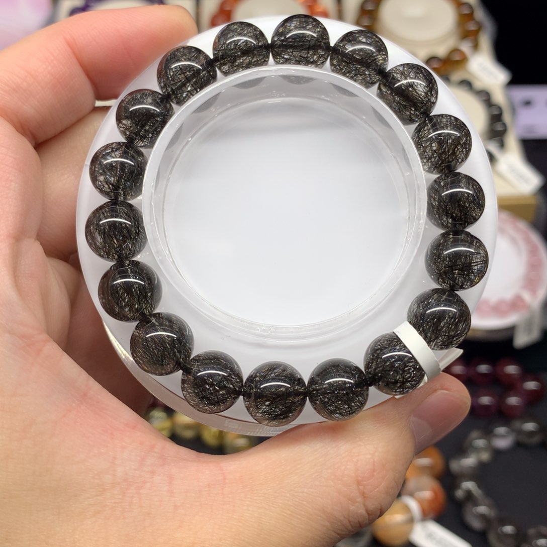 未镶嵌手链发晶龙收藏级黑发晶11+mm