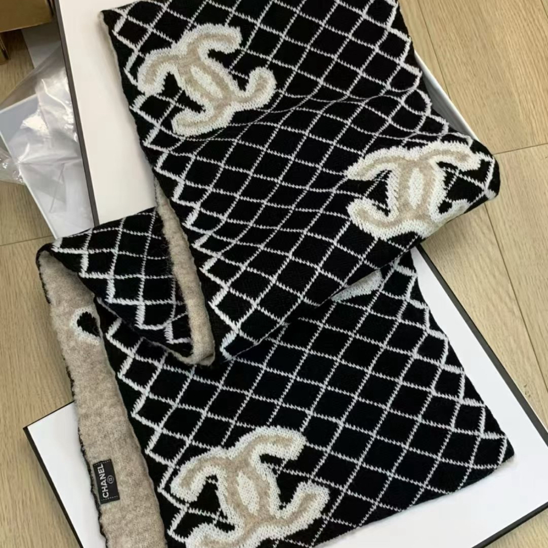 未使用 Chanel/香奈儿 26大双c双面logo羊绒围巾披肩