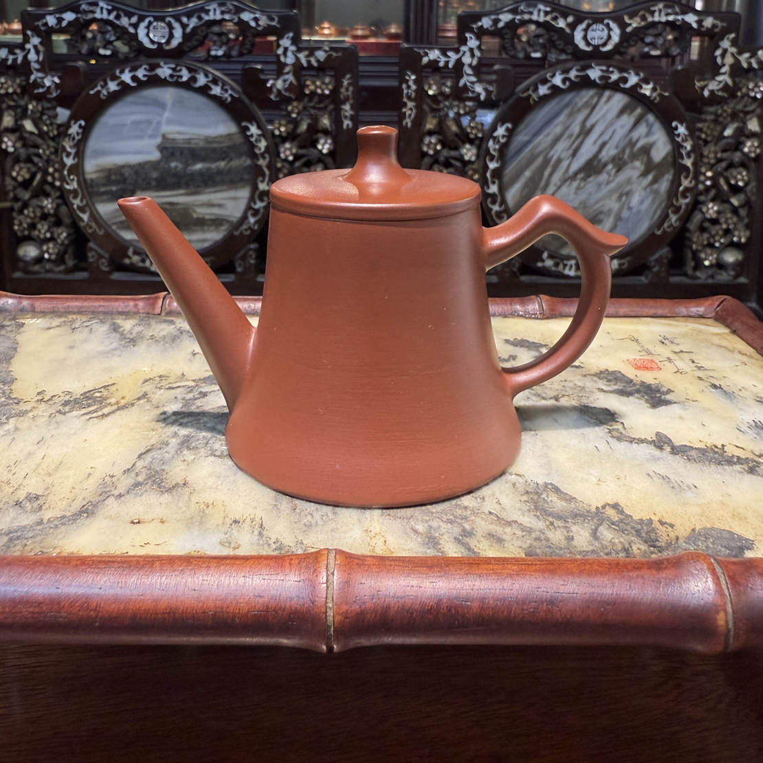 潮州朱泥原矿手拉壶吉运壶全手工朱泥大红袍紫砂壶110cc