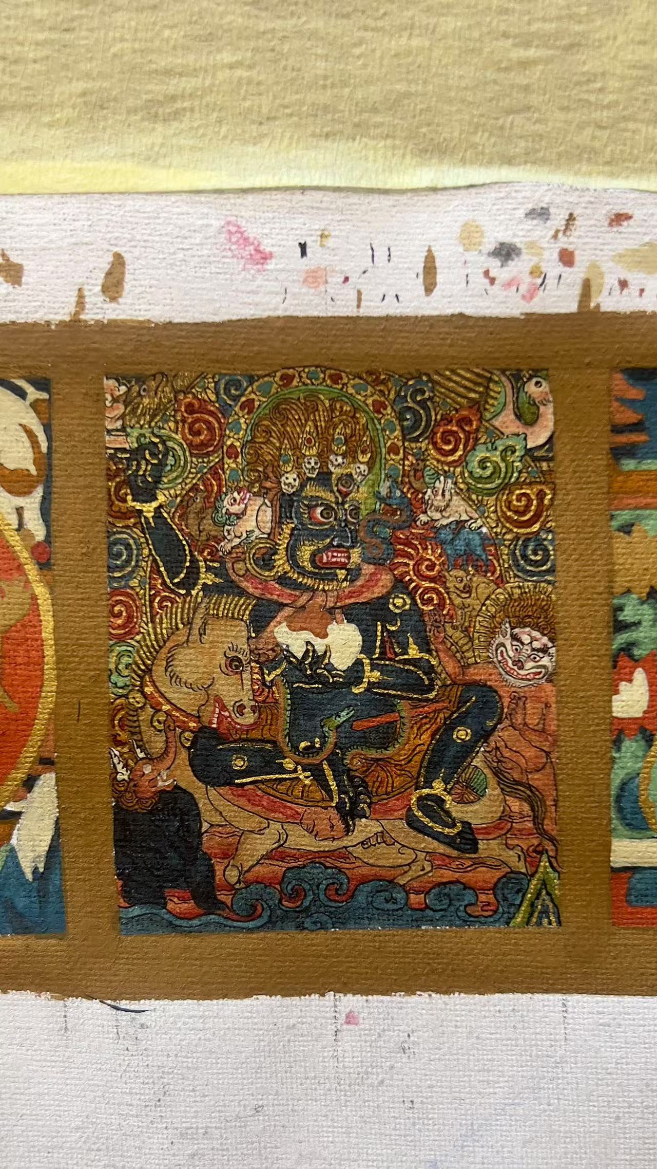 【梵光】米玛4*5纯手绘唐卡吉祥天母 矿物颜料定制高卡 拉萨直飞