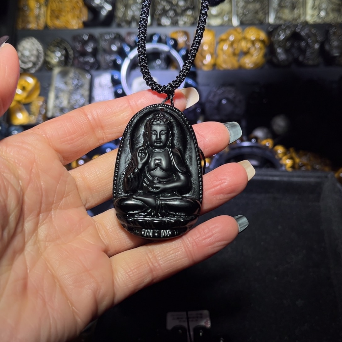 未镶嵌黑曜岩手链M****黑曜石守护阿弥m