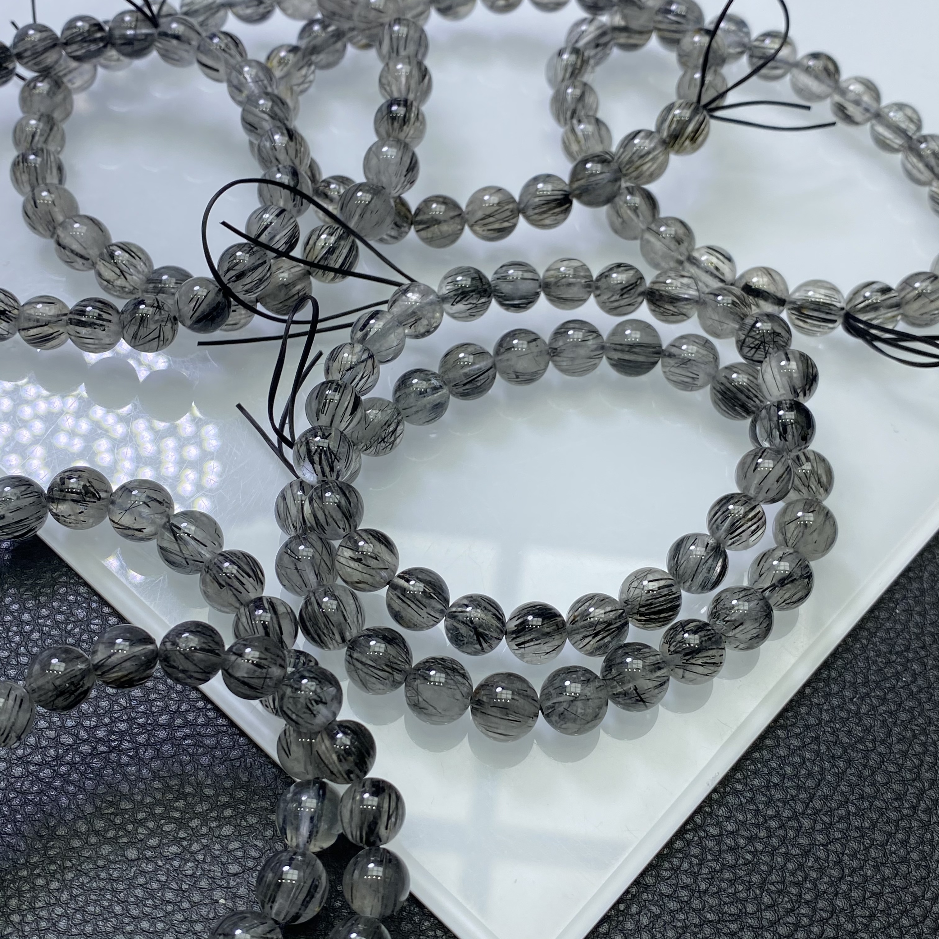 「戴琴珠宝」FR5001-黑发晶8mm左右手串（多样性发其一）