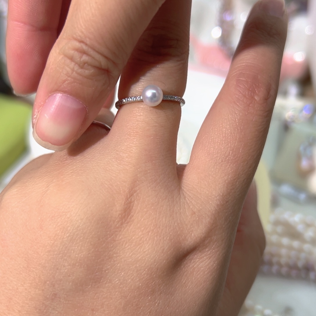 淡水珍珠银S925镶嵌极光天然珍珠通体银