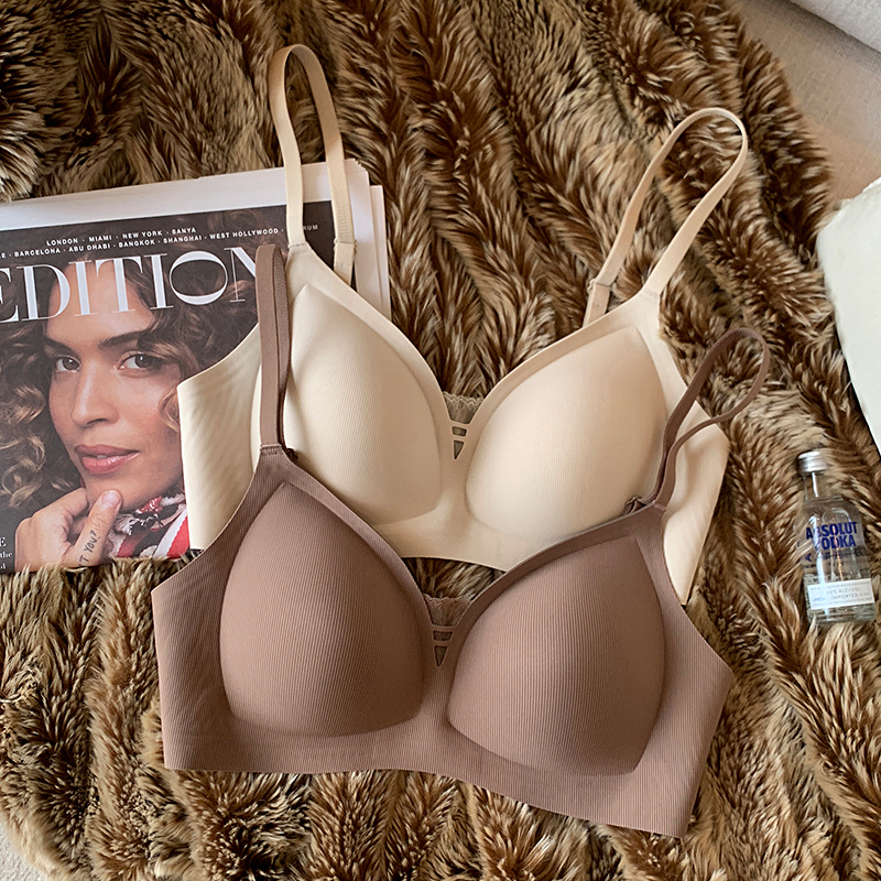 提未苏夏季轻薄无痕螺纹内衣女小胸聚拢舒适收副乳防下垂文胸罩