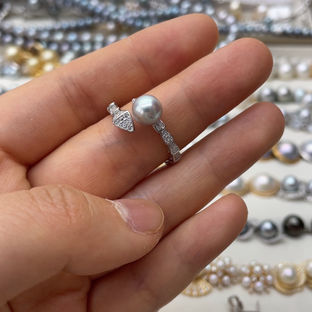 海水珍珠戒指银S925镶嵌