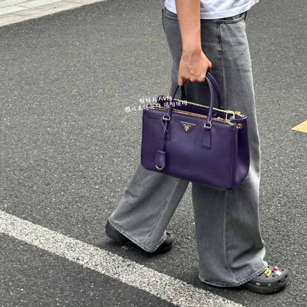 99新 Prada/普拉达 中号高贵紫杀手包手提单肩包