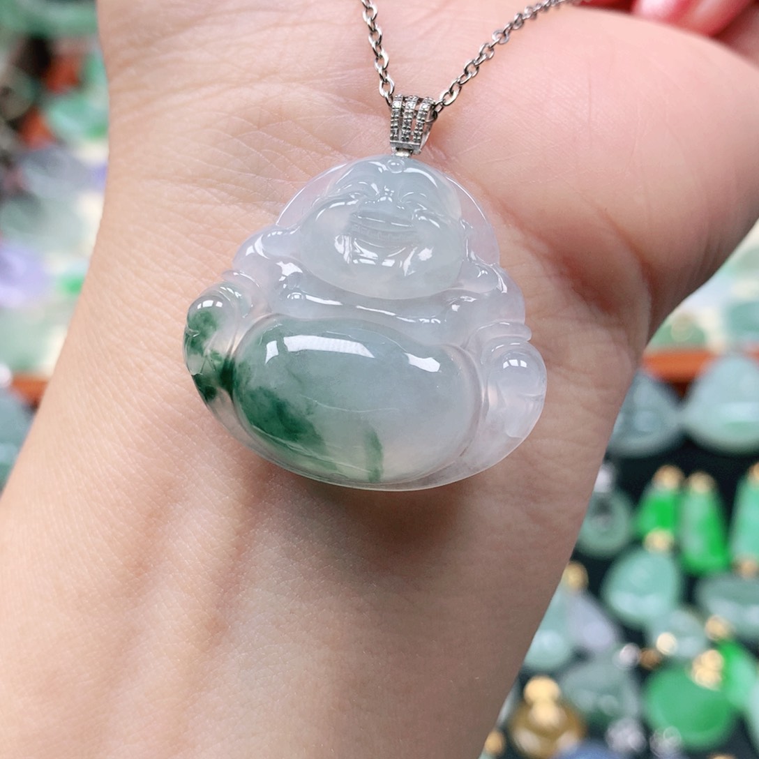 吊坠(不含链)18K金镶嵌翡翠