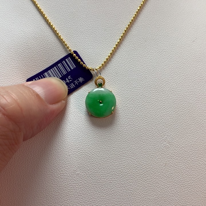翡翠吊坠(不含链)18K金镶嵌