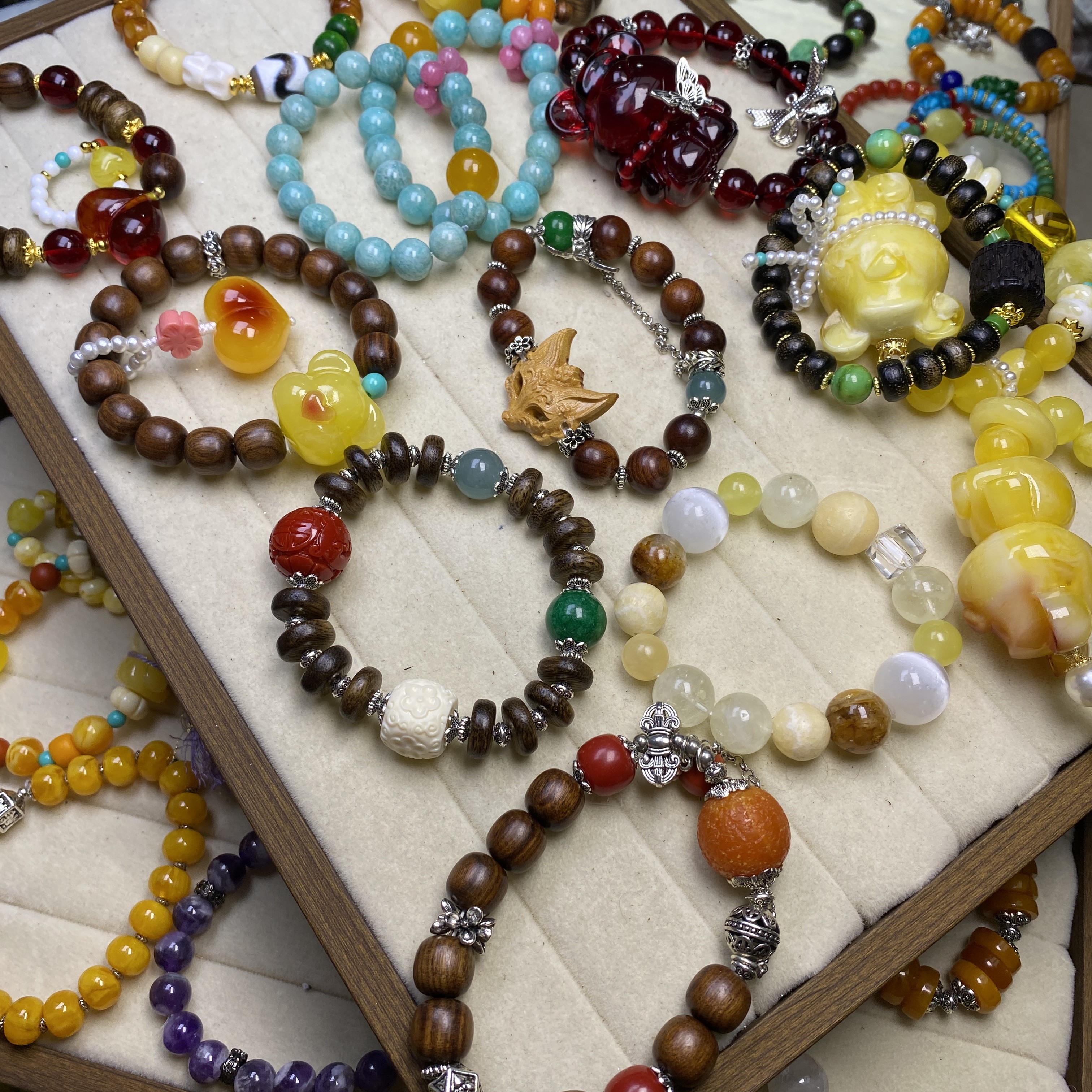 天然水晶手链 海蓝宝手链 萤石手链 diy 原创手链