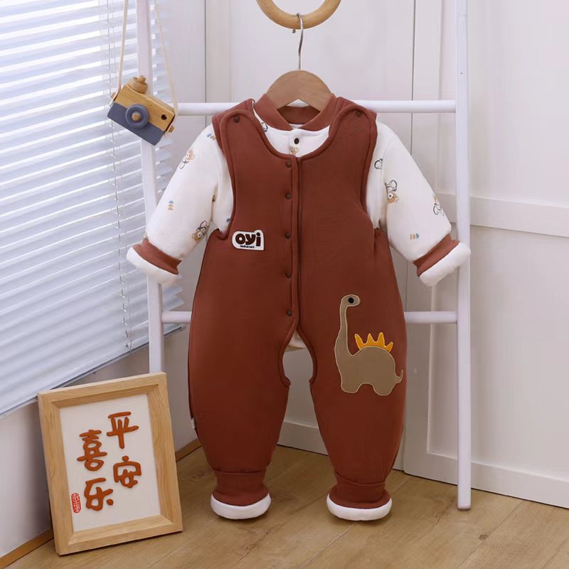 婴幼儿冬季加厚外出可机洗棉花分体保暖背带两件套（肩带可调节）