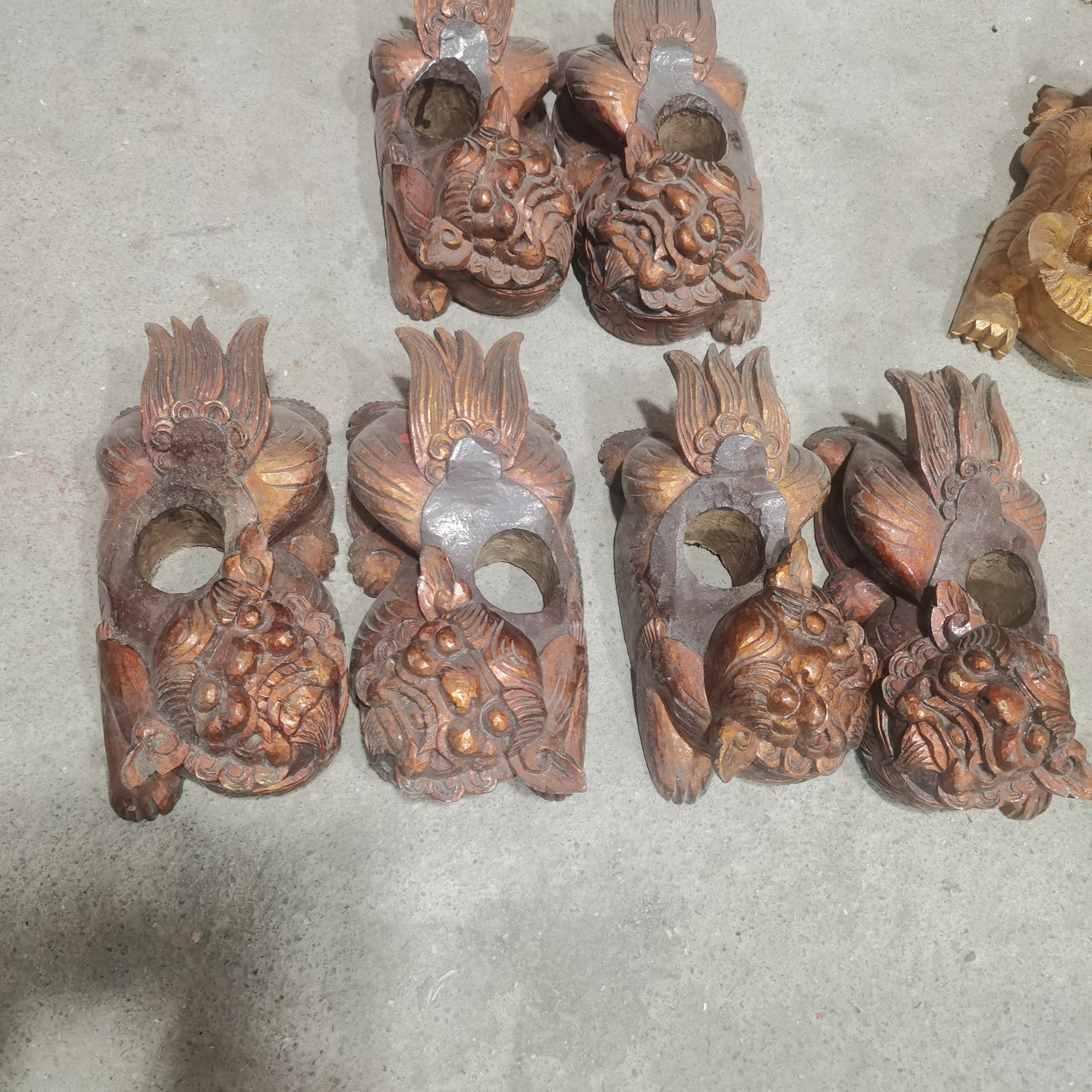 老物件木雕小花板一套