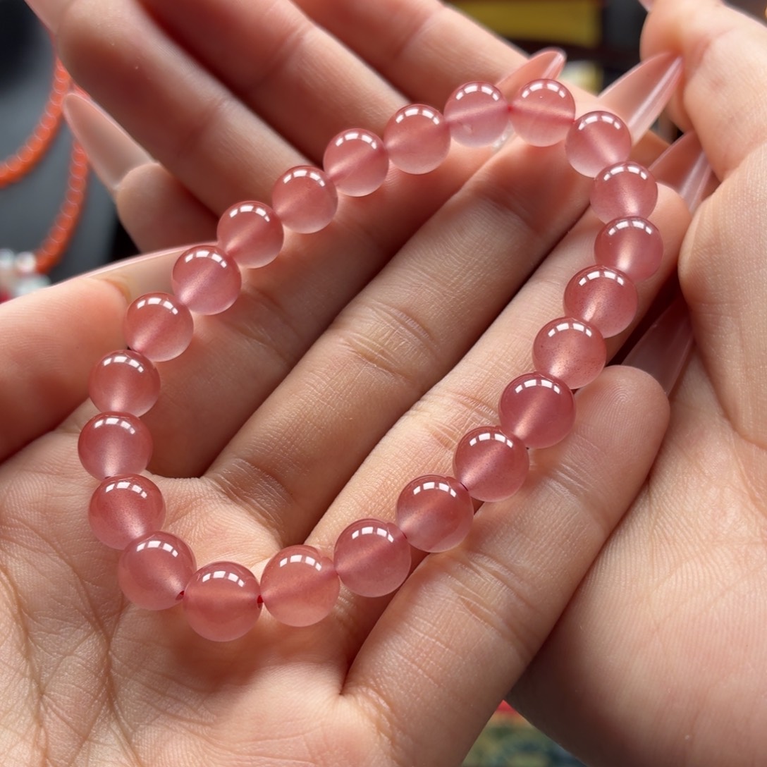 南红玛瑙未镶嵌手串原矿保山南红杨柳冰粉手串卡8