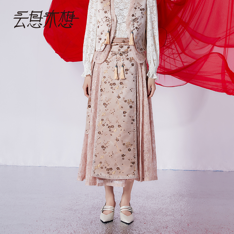 Ysimo-X云思木想摩登国风女装2024秋季盘扣提花蕾丝马面裙11990