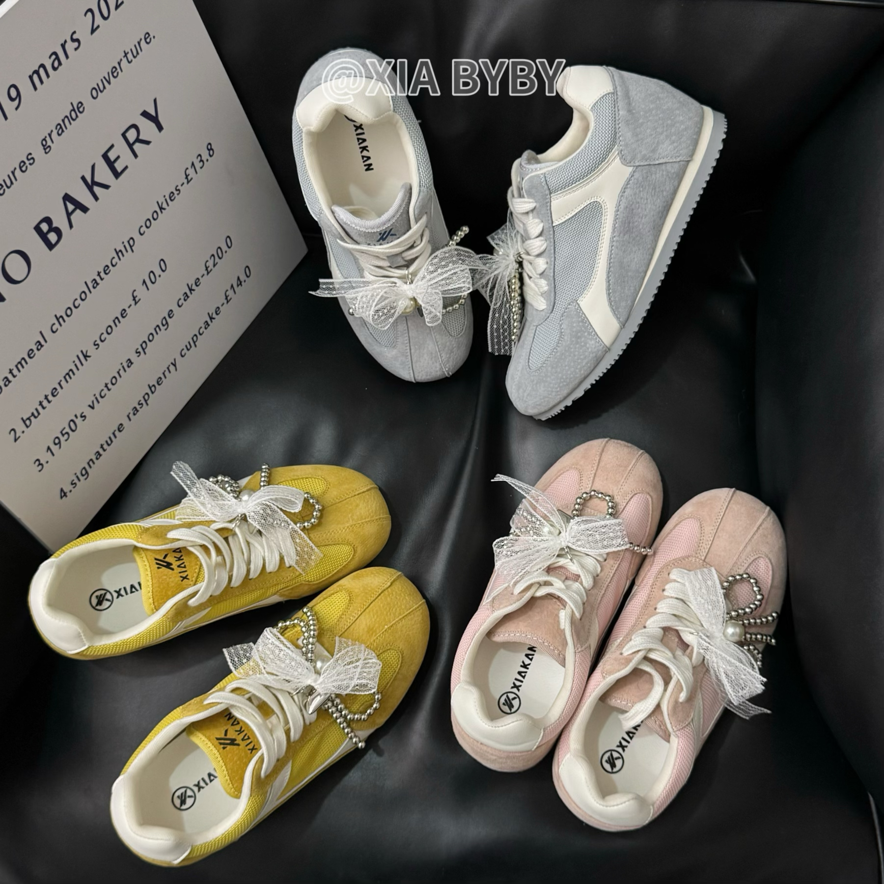 「XIA 贝贝」内增高6Cm欧若风蕾丝甜妹德训鞋女春夏百搭运动休闲鞋