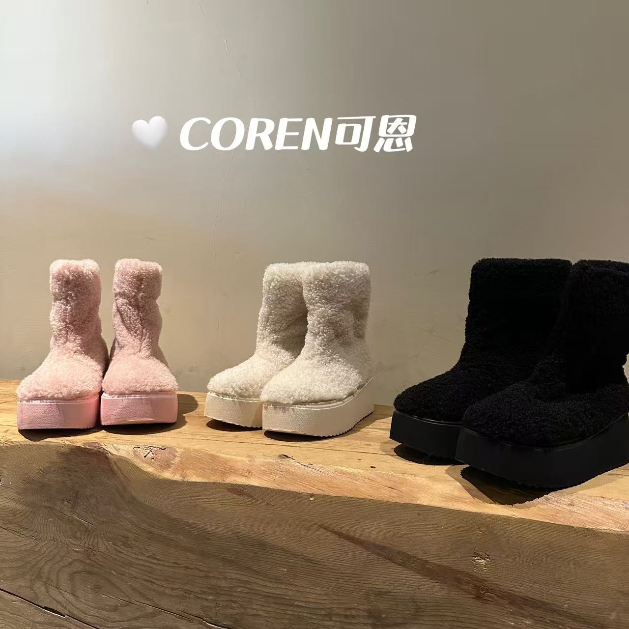 厚底雪地靴女冬季2025新款小个子增高靴加绒加厚鞋