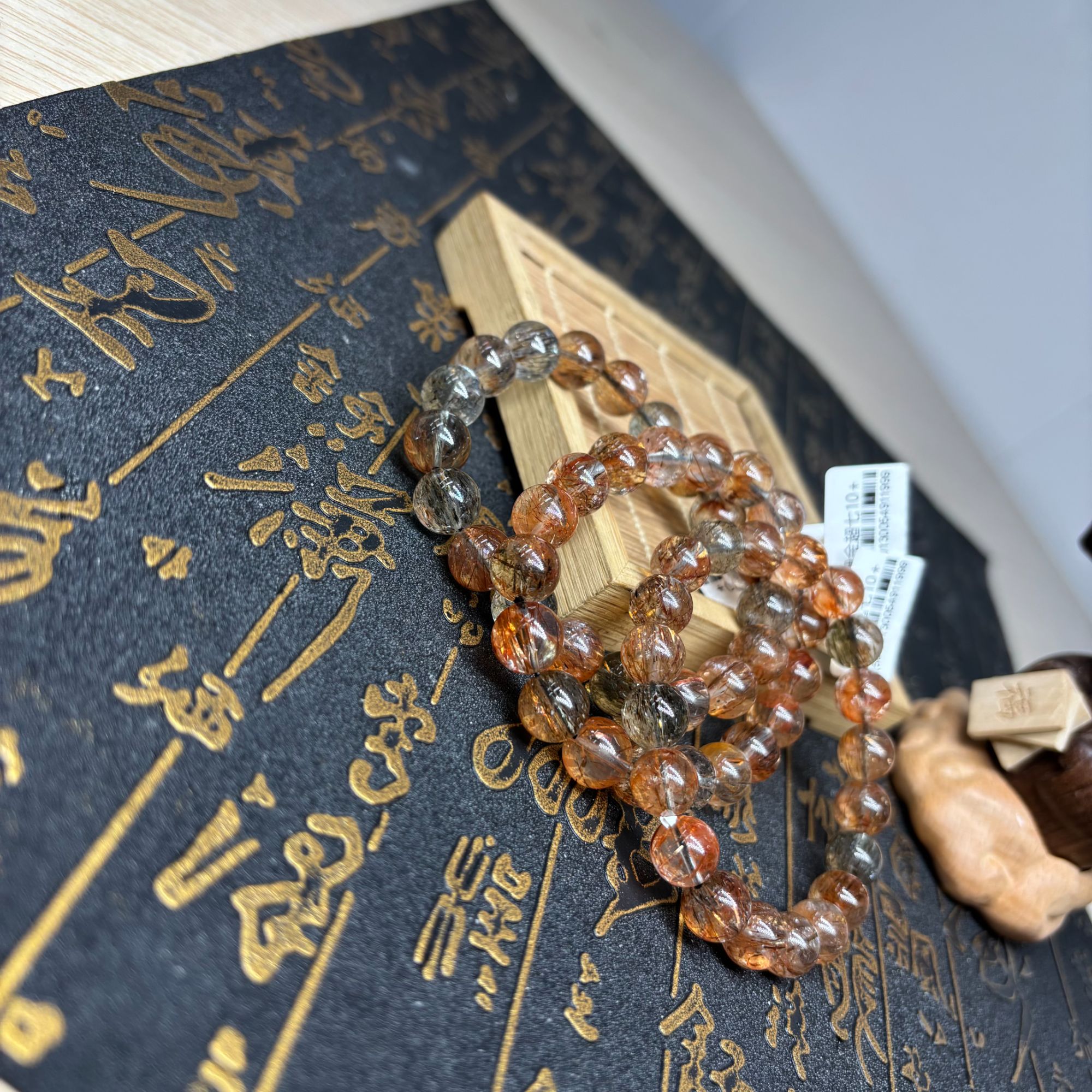 【奶爸珠宝】587 黑金超水晶手串17cm左右手围多样性发其一