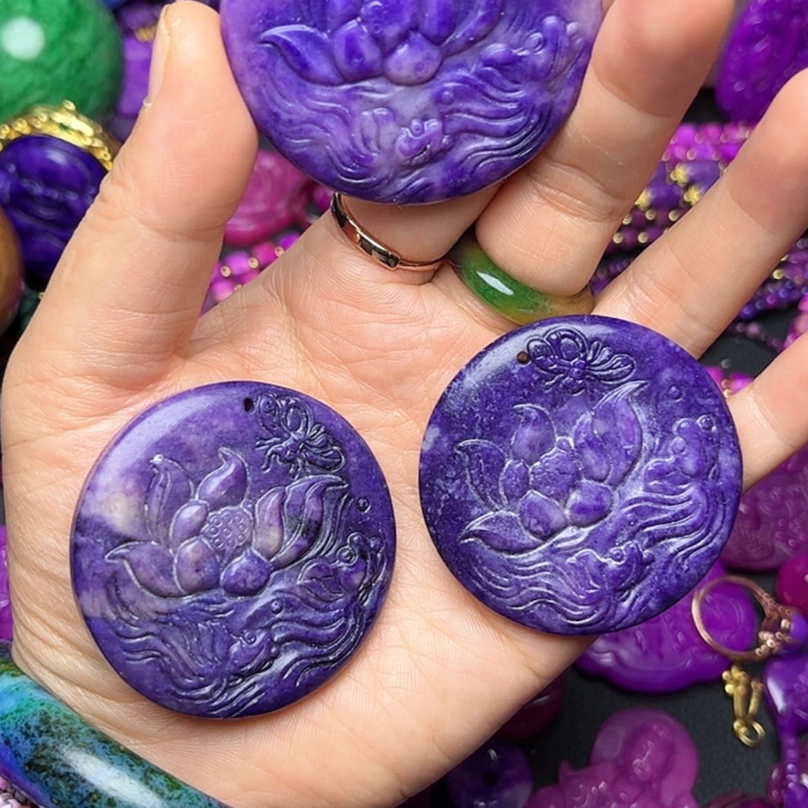 【闪购商品】玻璃DIY舒具石老油料荷花牌帝王紫丝绒玉华多样性发