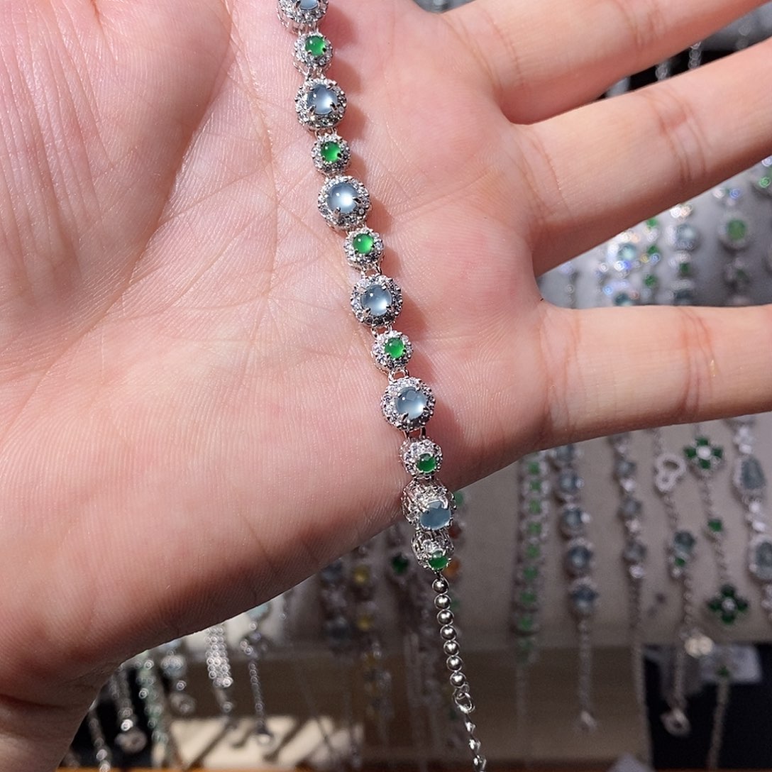 翡翠银S925镶嵌手链