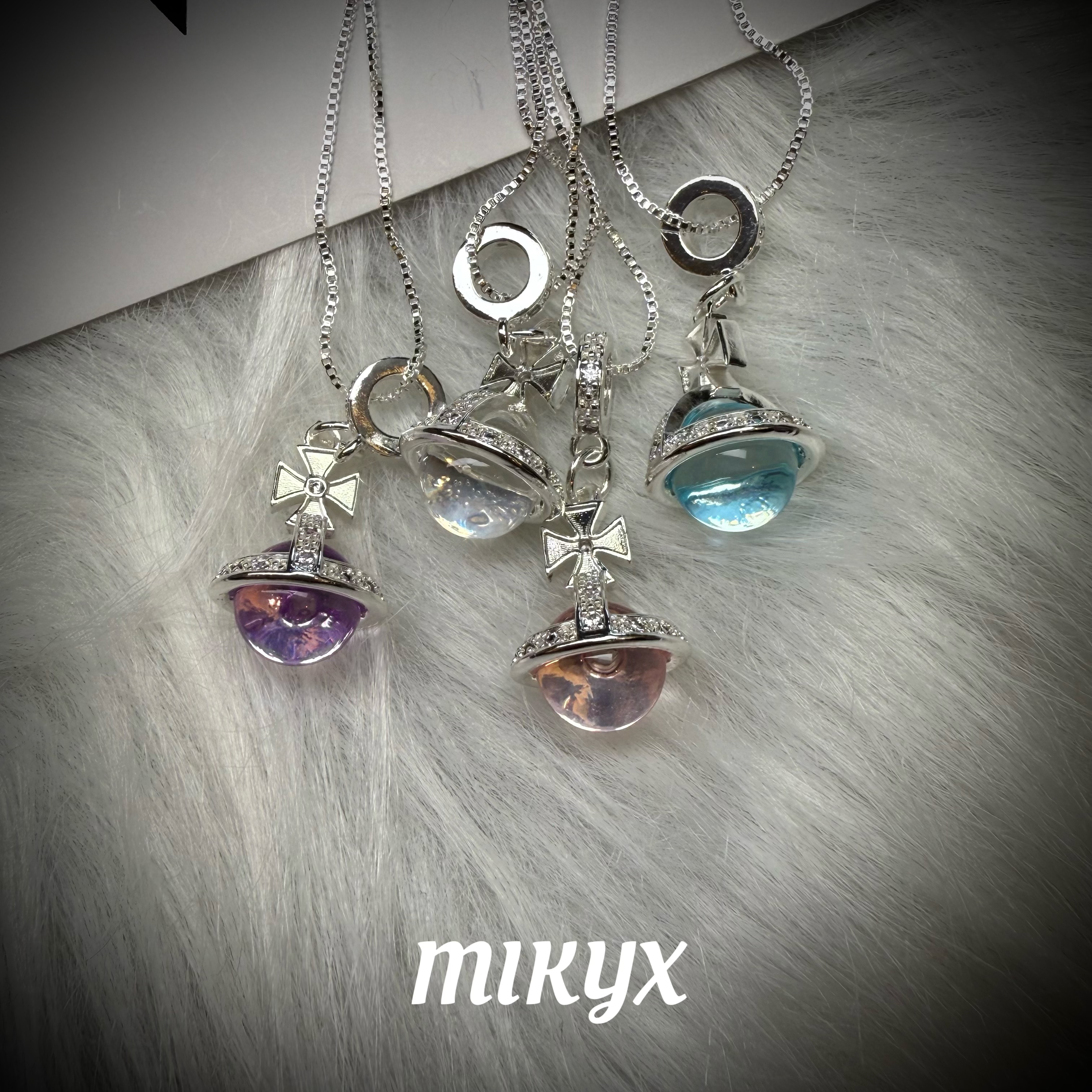 mikyx 铜合金项链 紫色星球项链A258