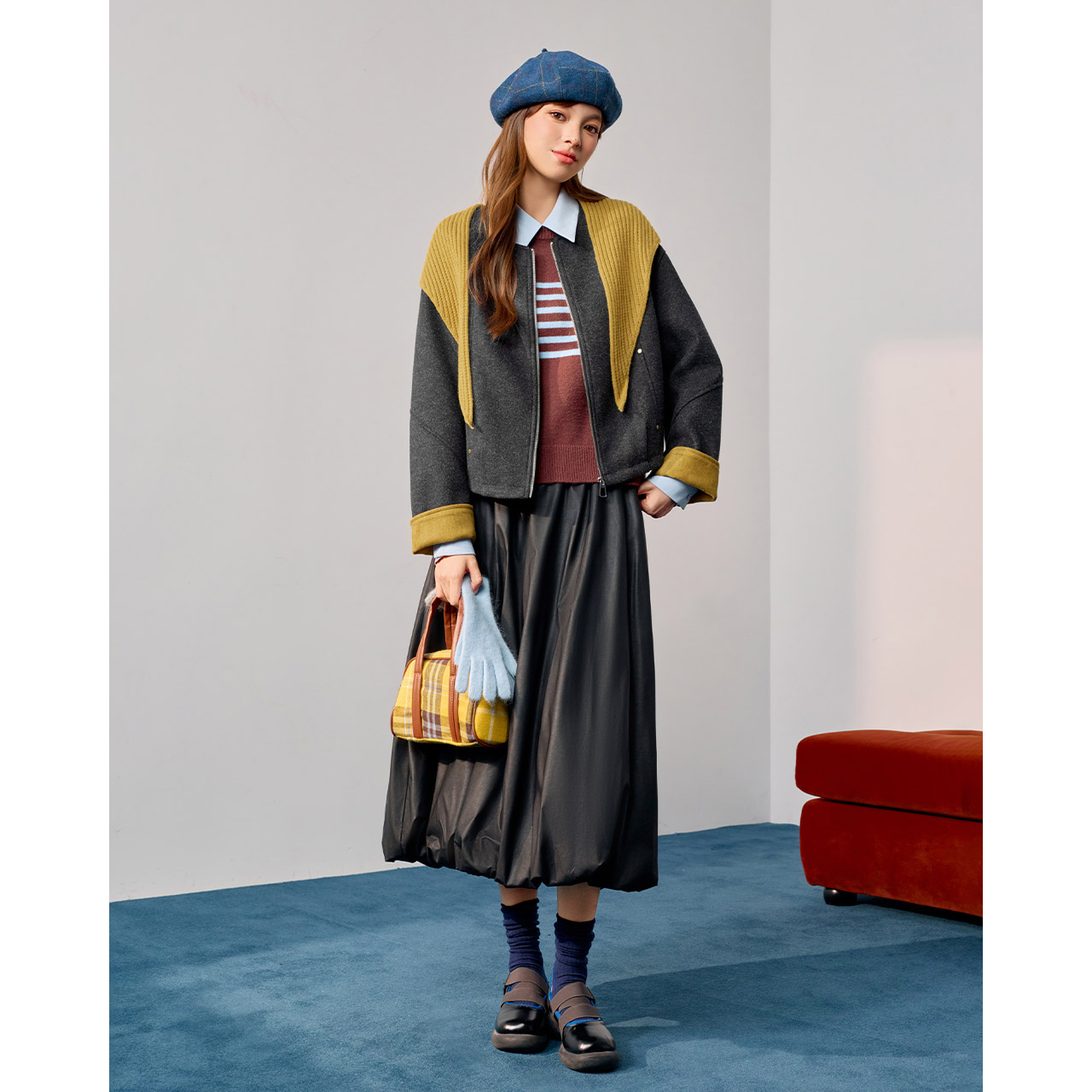 IEF/爱依服2025冬季新款韩版复古休闲通勤气质宽松百搭呢绒外套