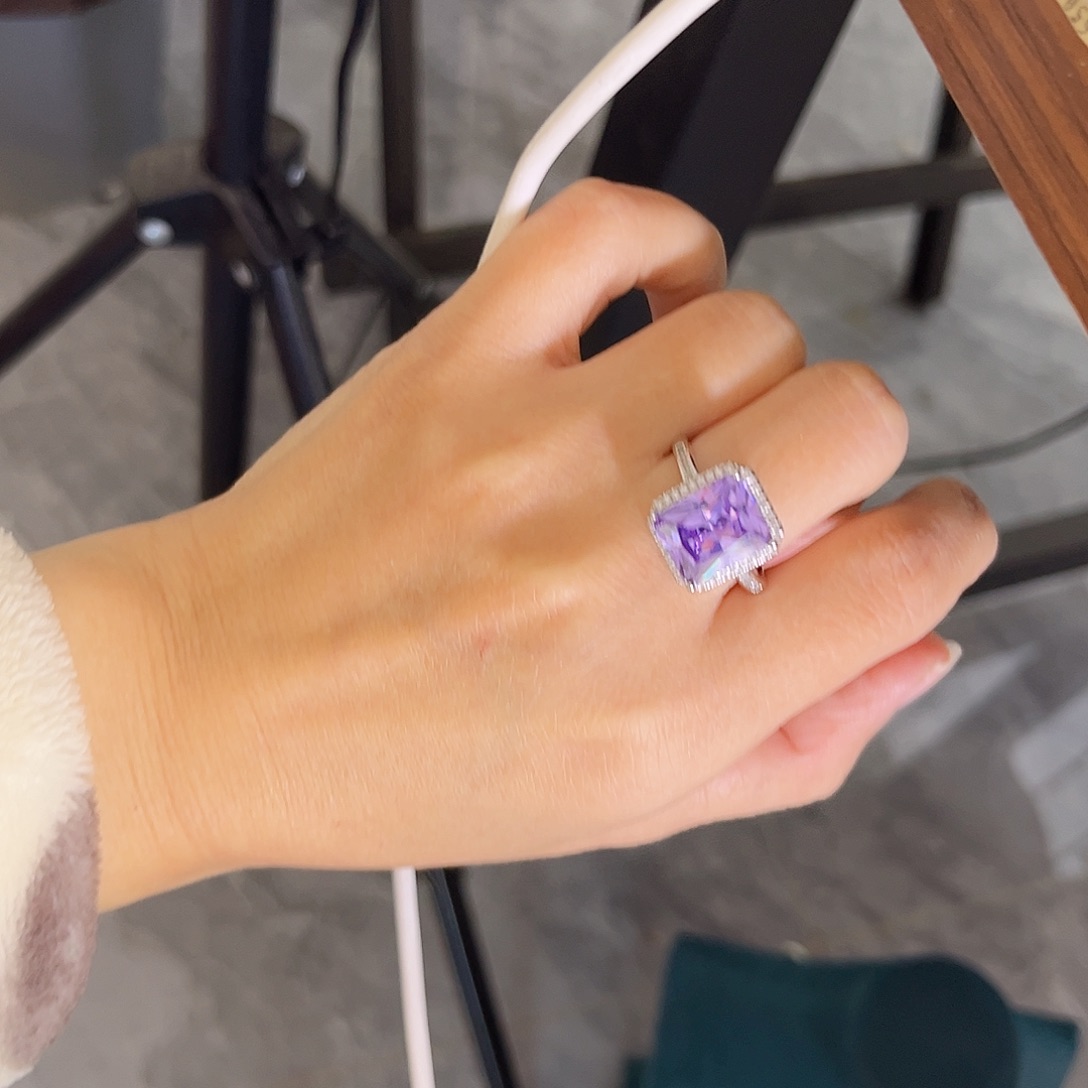 戒指蓝宝石银S925镶嵌