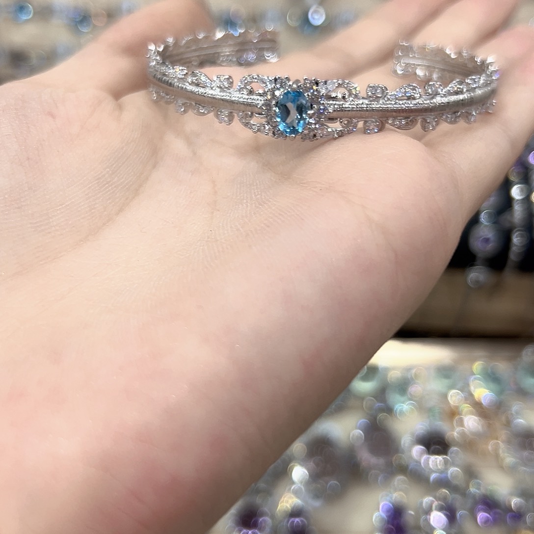 托帕石手镯银S925镶嵌