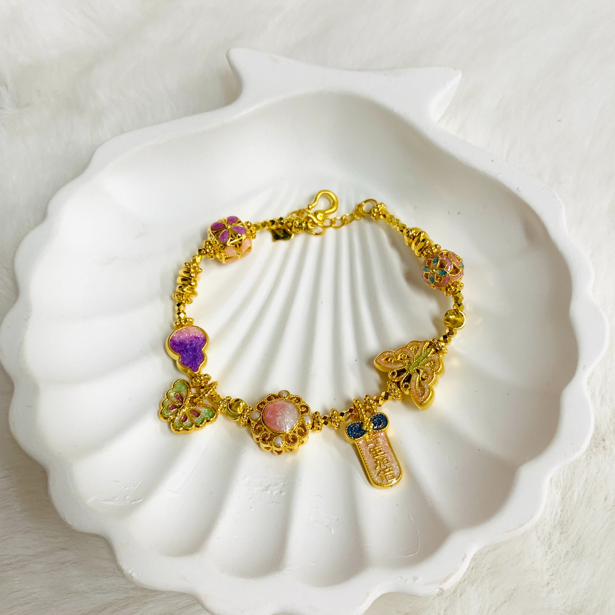 足金999 5D无氢珐琅精品工艺幸运手串手链女神礼物