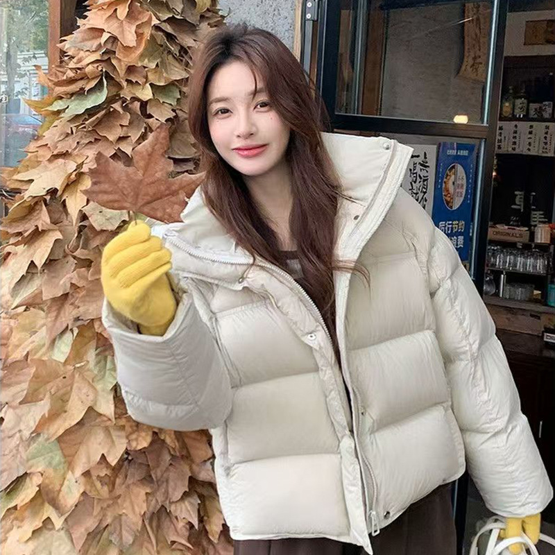 新款短款云朵泡芙女式加厚保暖鸭绒面包服外套