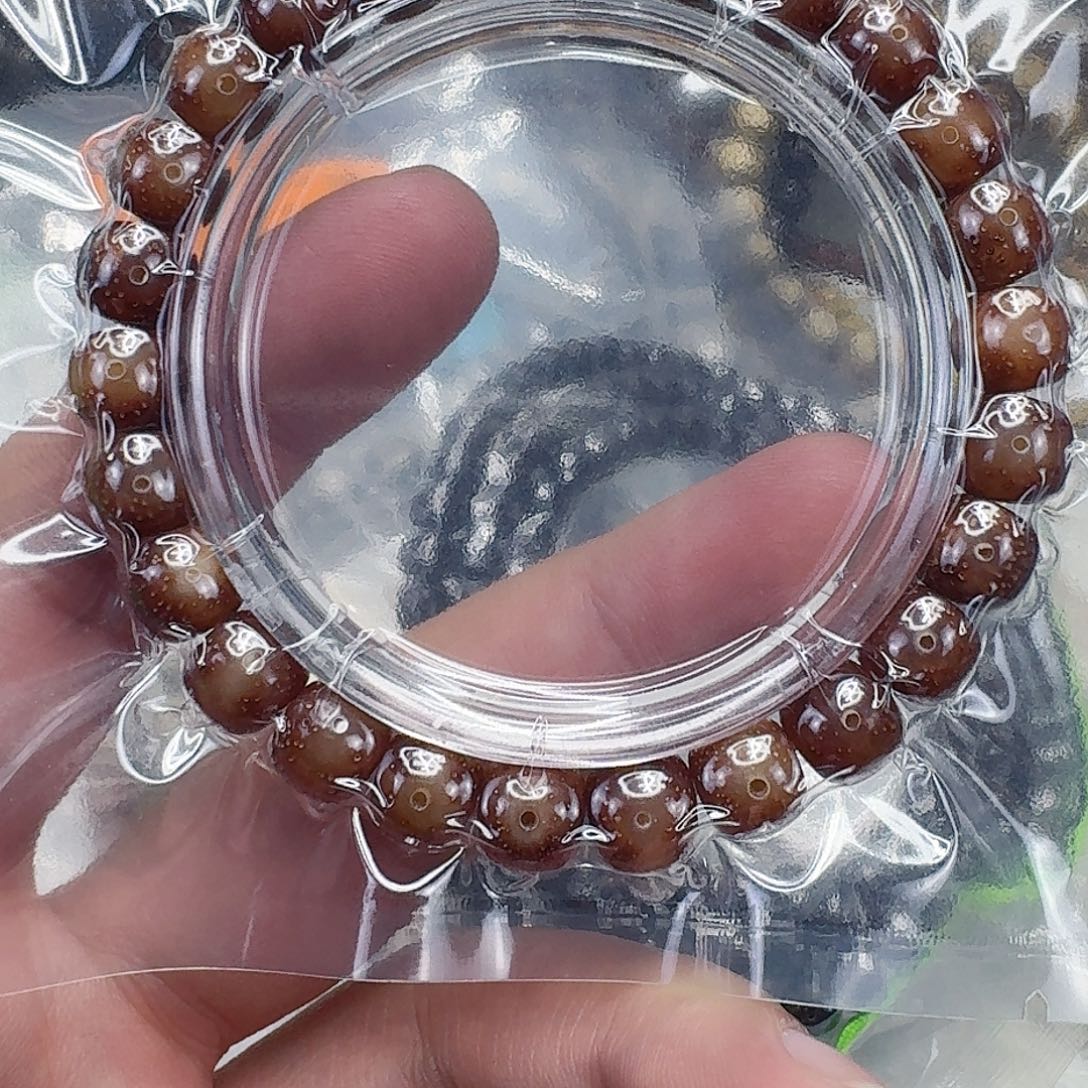 晚***肉手串星月菩提48粉冰玉化星月菩提单圈0.9