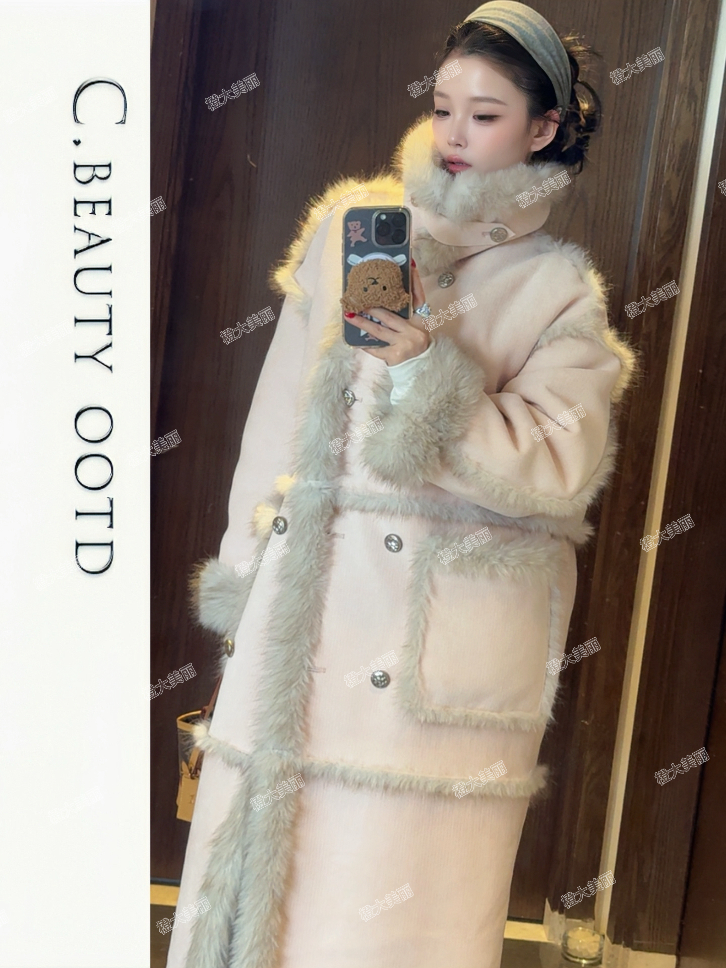 千山暮雪落肩袖法式秋冬女毛呢外套