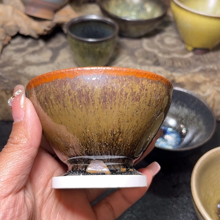 茶盏落灰烧柴烧沾底束口盏