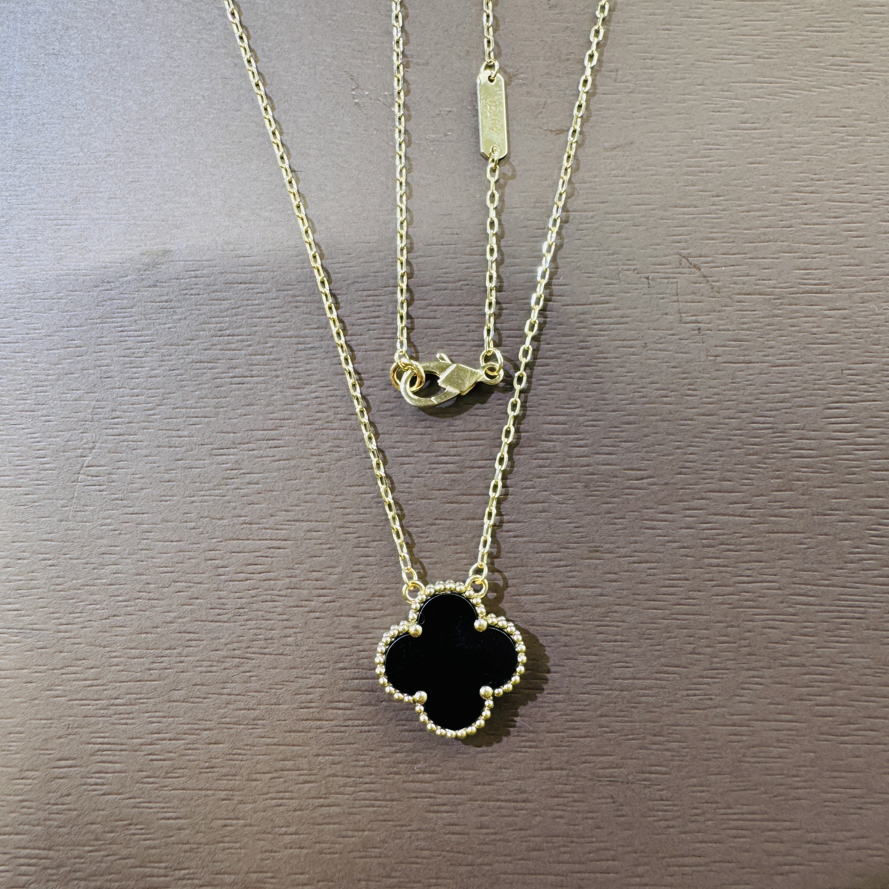 18K金黑玛瑙15mm双耳套链