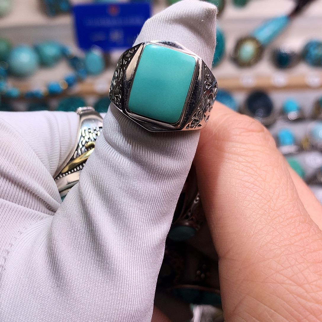 绿松石挂件银S925镶嵌