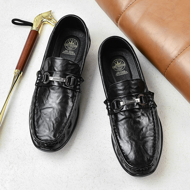 男士皮鞋一脚蹬休闲软底轻便潮流时尚百搭薄底开车舒适豆豆鞋9969